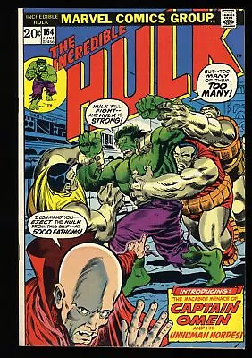 Buy Incredible Hulk #164 NM- 9.2 1st Appearance Captain Omen! Marvel 1973 • 35.39£