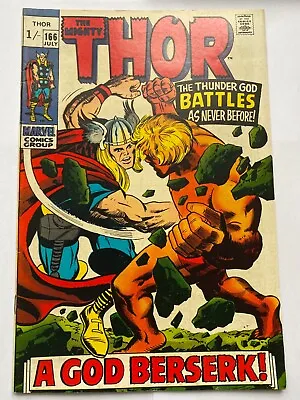 Buy THOR #166 Silver Age 2nd Full Adam Warlock   Marvel Comics 1969 FN/VF • 29.95£