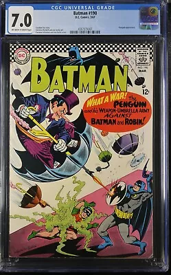 Buy 1967 Batman 190 CGC 7.0 Classic Penguin Cover. Robin Appearance • 239.85£