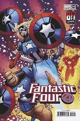 Buy Fantastic Four #34 Bradshaw Captain America 80th Var Marvel Comics Comic Book • 6.42£