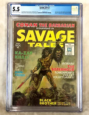 Buy Savage Tales #1 CGC 5.5 Marvel Magazine First Appearance Of Man-Thing 1971 • 279.82£