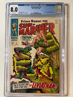 Buy Sub Mariner #3 Cgc 8.0 White Pages Triton And Plantman Appearance • 75.08£