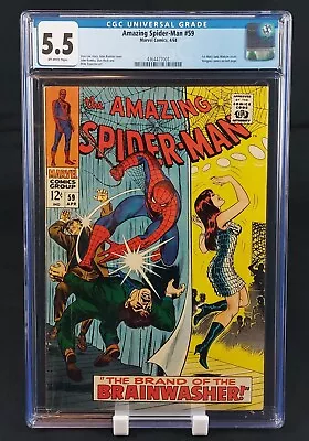 Buy Amazing Spider-Man #59 CGC 5.5 Fine-  1st Mary Jane Watson Cover Marvel 1968 • 136.45£