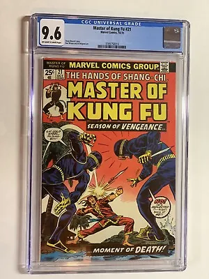 Buy Master Of Kung Fu 21 Cgc 9.6 Ow/white Pages 1974 Early Shang-chi • 79.94£