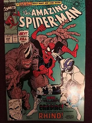 Buy Comics: Amazing Spiderman 344 1991 Cents Copy, Rhino App ,1st Cameo Kletus Kady • 40£