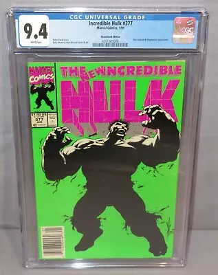 Buy INCREDIBLE HULK #377 (Newsstand Cover) CGC 9.4 NM White Pages Marvel Comics 1991 • 39.97£