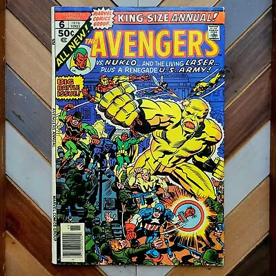Buy AVENGERS ANNUAL #6 VG+ (Marvel 1976) Captain America Whizzer Living Laser NUKLO • 10.61£