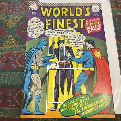 Buy DC Comics WORLD'S FINEST #156 VF+ 1966The Joker Bizarro Superman Batman🔥🔑!! • 98.83£