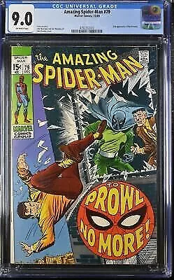 Buy 1969 Marvel Comics #79 The Amazing Spider-Man To Prowl No More CGC 9.0 Off-White • 202.68£
