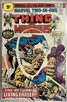 Buy Marvel Two-In-One #15 FN UK Price Var. Thing And Morbius + MARVEL VALUE STAMP • 9.56£