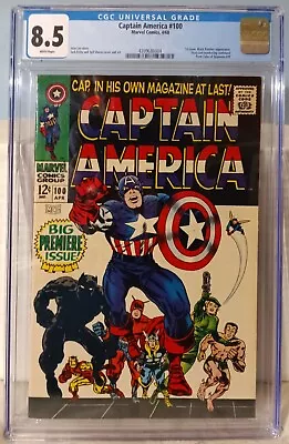 Buy Captain America #100 - Cgc 8.5 - White Pages  Silver Age Marvel Beautiful Key! • 960.69£