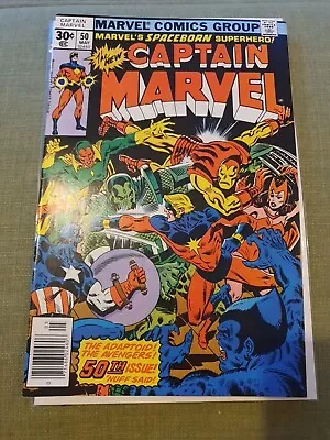 Buy Captain Marvel #50 1977 1st Appearance Of Doctor Minerva Cent Copy • 35£