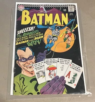 Buy Dc Comic Batman #179 (mar 1966) Silver Age Est~vg, Riddler Cover Story! • 47.97£