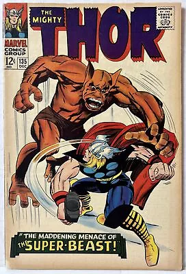 Buy Thor #135 Maddening Menace Of Super-Beast! Jack Kirby Art! Marvel 1966 FN • 19.98£