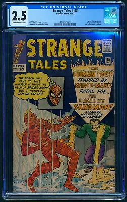 Buy STRANGE TALES #115 1963 CGC 2.5 Human Torch Spider-Man Cover / Dr Strange Origin • 220.72£