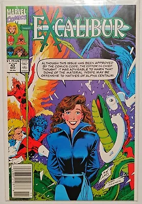 Buy Excalibur #43 B RARE NEWSSTAND VARIANT (1991) - ALAN DAVIS - Marvel Comic VF/VF+ • 4.20£