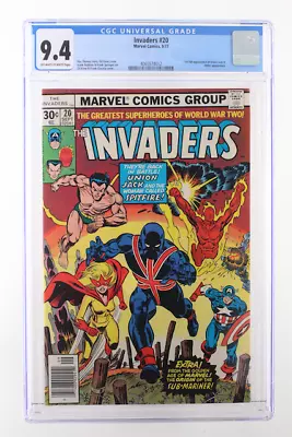 Buy Invaders #20 - Marvel Comics 1977 CGC 9.4 1st Full Appearance Of Union Jack II.  • 79.15£