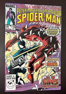 Buy SPECTACULAR SPIDER-MAN #110 (Marvel Comics 1986) -- Black Costume Cover -- NM- • 11.98£