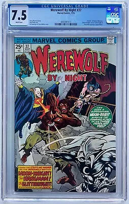 Buy WEREWOLF BY NIGHT #37, CGC 7.5 VF-, 3rd Moon Knight Appearance! 1976 Marvel • 59.96£