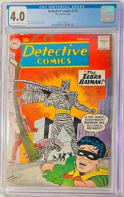 Buy 1960 Detective Comics 275 CGC 4.0 1st App Of Zebra Batman RARE • 241.42£