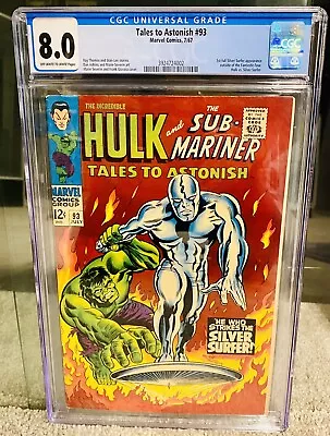 Buy Tales To Astonish #93 CGC 8.0 OW/White Pages 1967 First Surfer/Hulk Meeting • 580.44£