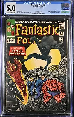 Buy Fantastic Four #52 CGC VG/FN 5.0 1st Appearance Of Black Panther! Marvel 1966 • 521.01£