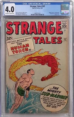 Buy 🔥strange Tales #107 Cgc 4.0*1963, Marvel*sub-mariner Human Torch Classic Cover* • 197.08£