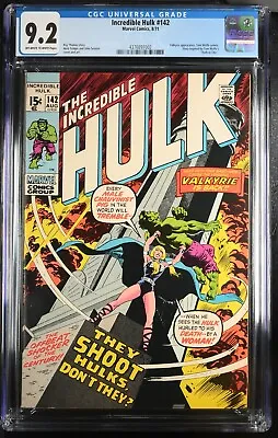 Buy 1971 Incredible Hulk 142 CGC 9.2 Valkyrie App. Tom Wolfe Cameo • 313.36£
