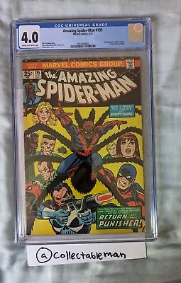 Buy Amazing Spider-Man 135 CGC 4.0 (2nd Appearance Of The Punisher) Marvel 1974 • 112.09£