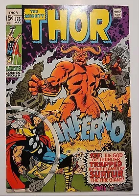 Buy Thor #168 VF- Surtur Appearance, Inferno 1970 Jack Kirby, High Grade • 39.18£