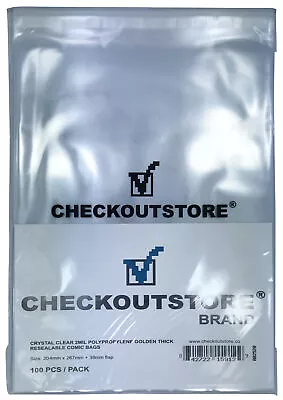 Buy CheckOutStore Crystal Clear Golden Age Thick Comic Book Bags Sealable Flap • 14.25£
