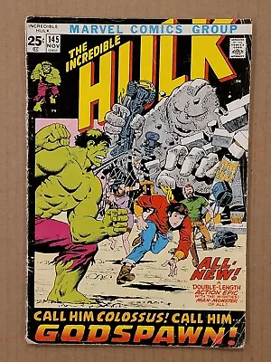 Buy Incredible Hulk #145 Colossus Godspawn Marvel 1971 VG- • 7.89£