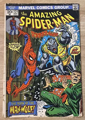 Buy THE AMAZING SPIDER-MAN #124 (1973) 1st Appearance Of Man-Wolf Detach Staple • 47.49£