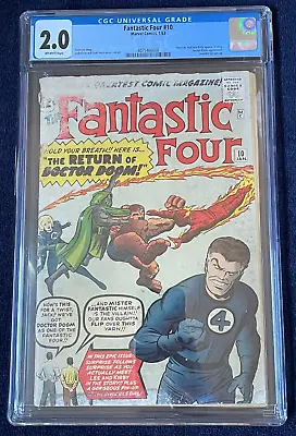 Buy Fantastic Four #10 (Jan 1963) ✨ Graded 2.0 OFF-WHITE Pages By CGC ✔ Stan Lee • 237.18£