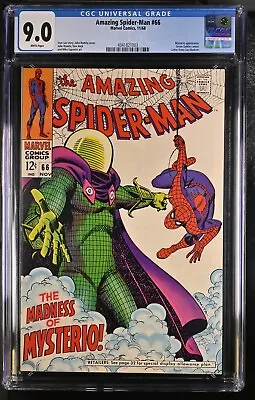 Buy 1968 Amazing Spider-Man 66 CGC 9.0 Mysterio Appearance. Green Goblin Cameo • 356.84£