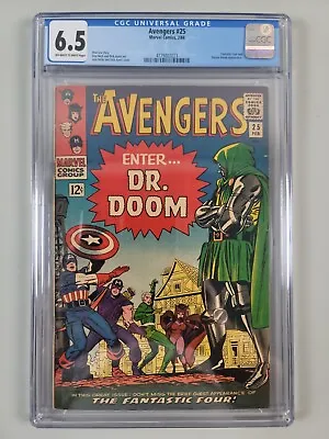 Buy Avengers #25 CGC FN+ 6.5 Fantastic Four Dr. Doom Appearance Jack Kirby Cover! • 237.18£