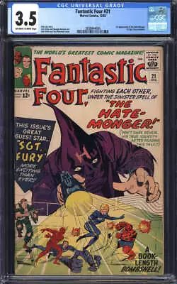 Buy Fantastic Four #21 Cgc 3.5 Ow/wh Pages // 1st Appearance Of Hate-monger 1963 • 136.60£