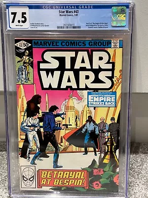 Buy Star Wars 43 CGC 7.5 - 1st Appearance Of Lando Calrissian - Marvel 1980 • 120£
