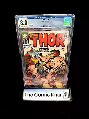 Buy The Mighty Thor #126 CGC 8.0 VF 1966 Classic THOR VS HERCULES Custom CGC Label! • 401.75£