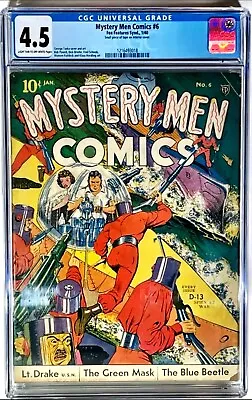 Buy ⭐️Mystery Men Comics #6,1940 Hitler Cvr🇺🇸 Nazi U-boat Warfare Atlantic,CGC 4.5 • 1,594.41£