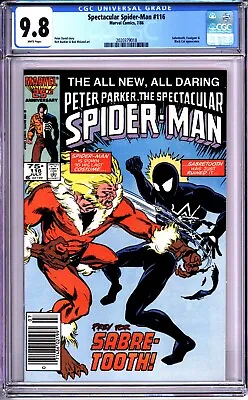 Buy Spectacular Spider-man #116 - Cgc 9.8 Wp - Newsstand - Classic Sabretooth! 1st M • 455.54£