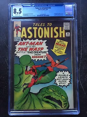 Buy TALES TO ASTONISH #44 CGC VF+ 8.5; OW; Kirby Cvr; Origin And 1st App. Wasp! • 4,821.65£
