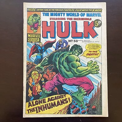 Buy Mighty World Of Marvel #58 Marvel UK Magazine November 10 1973 Hulk FF Daredevil • 11.19£