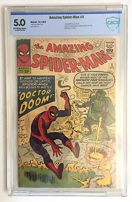 Buy Amazing Spider-Man #5   CBCS 5.0   Marvel 1963  First Doctor Doom Vs Spider-Man • 1,191.52£