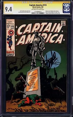 Buy Captain America #113 (1969) CGC 9.4 -- O/w To White; Signed By Stan Lee (SS) • 907.61£
