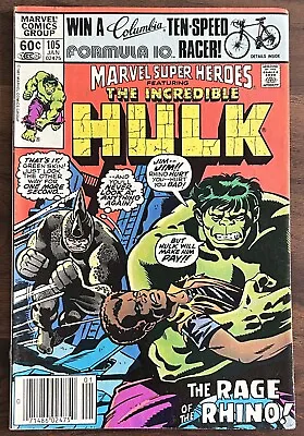Buy 1982 Marvel Superheroes The Incredible Hulk #105 The Rage Of The Rhino • 12.05£