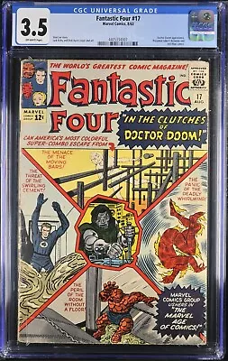 Buy Fantastic Four #17 Cgc 3.5 Doctor Doom Jfk Ant-man Marvel Comics 1963 • 106.73£