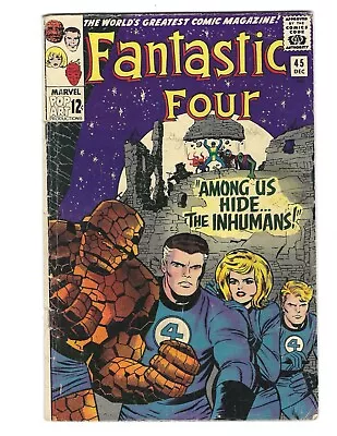 Buy Fantastic Four #45 1965 VG+ 1st App. Of The Inhumans!  Black Bolt! Combine Ship • 236.50£
