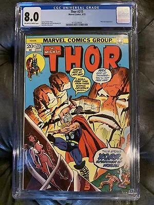 Buy The Mighty Thor #215 CGC 8.0 (Marvel 1973)  Mercuio Appearance! • 35.62£