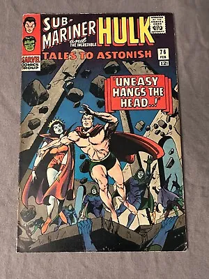 Buy Tales To Astonish 76 FN 6.0 Sub-Mariner Hulk Marvel Comic Book 1966 • 27.67£